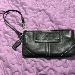Coach Black Leather Wristlet